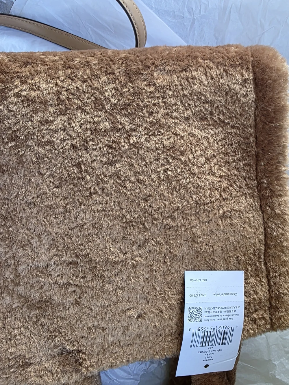 Kate SpadeFaux Fur Tote Bag in Camel - Soft Plush Handbag
